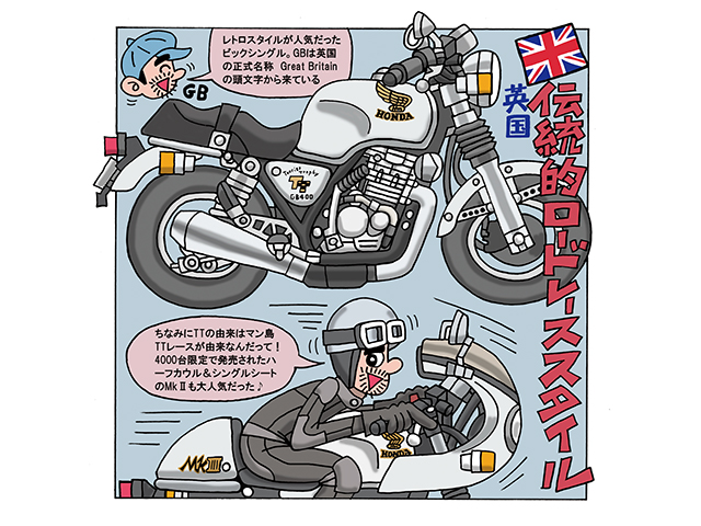 藤原かんいちのイラストでつづる400ccバイク30選「ホンダ GB400TT」